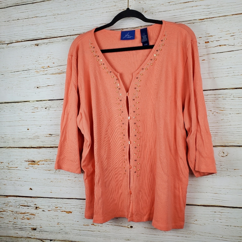 JH Collectibes Embellished Ribbed Knit Cardigan - Picture 2 of 4